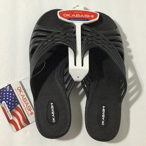 Okabashi Womens Size L (9.5-10.5) Venice Black Slip On Sandals Slides